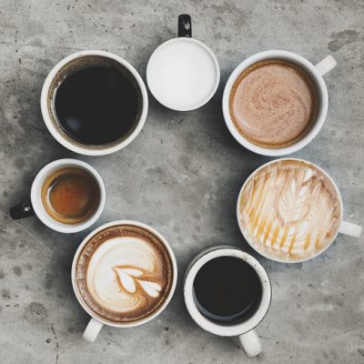 Aerial view of various coffee